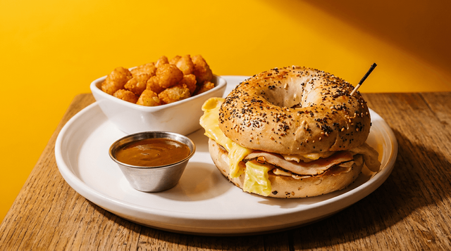 Hot Honey Ham Egg & Cheese Bagel.